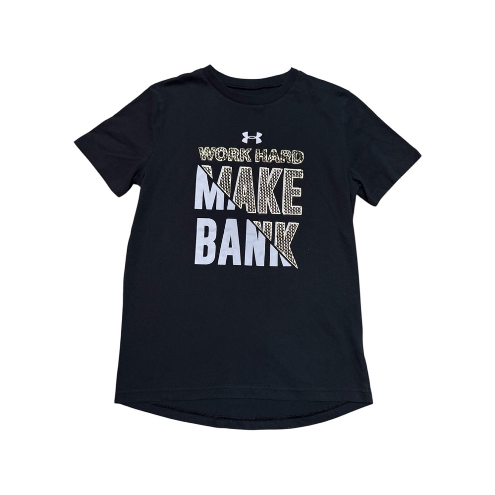 Under Armour Kids work hard make bank Black Graphic T-Shirt